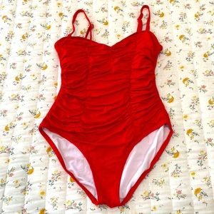Red one piece bathing suit